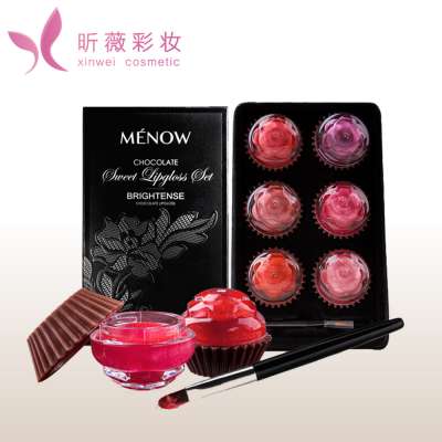 oem 6pcs rose cupcake gift lip blam /lip care with lip brush